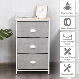 Costway 3 Drawer White Bedside Table - Wilko - thumbnail 7