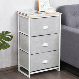 Costway 3 Drawer White Bedside Table - Wilko