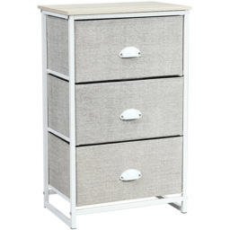 Costway 3 Drawer White Bedside Table - Wilko - thumbnail 3