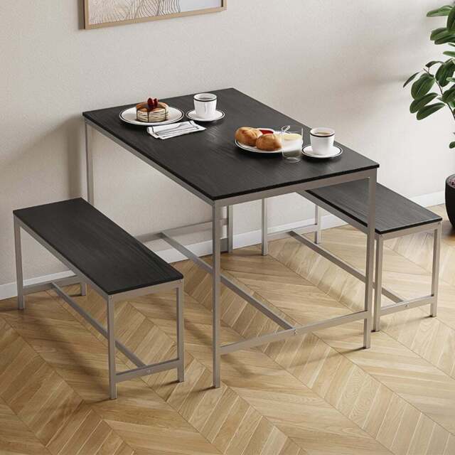 VIDA DESIGNS Roslyn 4 Seater Metal Frame Dining Bench Set Black - Wilko - image 1