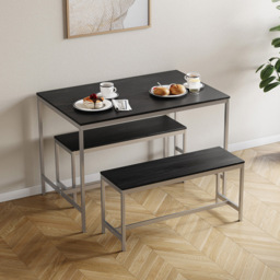 VIDA DESIGNS Roslyn 4 Seater Metal Frame Dining Bench Set Black - Wilko - thumbnail 3