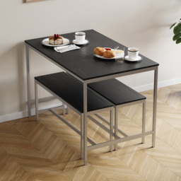 VIDA DESIGNS Roslyn 4 Seater Metal Frame Dining Bench Set Black - Wilko - thumbnail 4