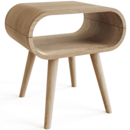 GFW Vionna Single Shelf Natural Oak Curved Side Table - Size: 50 x 50 x 38.5cm - Wilko - thumbnail 3