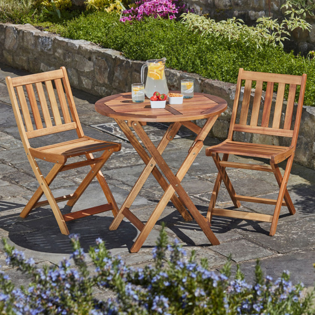 Garden Gear Cariad 2 Seater Acacia Bistro Set - Brown - Wilko - image 1