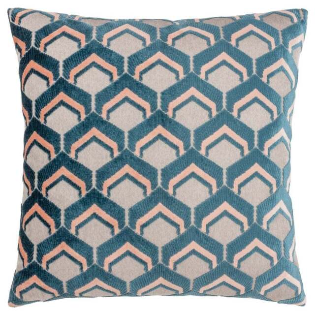 Paoletti Ledbury Smoke and Rose Velvet Jacquard Cushion - Size: 45 x 45 cm - Multi - Wilko - image 1