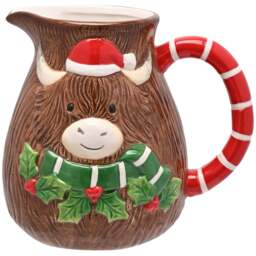The Seasonal Gift Co. Highland Cow Ceramic Jug - Size: 15.5 x 17 x 13cm - Brown - Wilko - thumbnail 1