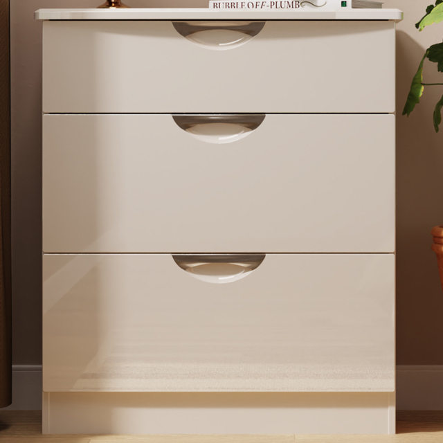 Crowndale Camden 3 Drawer Kashmir Gloss and Kashmir Deep Chest of Drawers Ready Assembled - Kashmir Gloss & Kashmir - Wilko - image 1