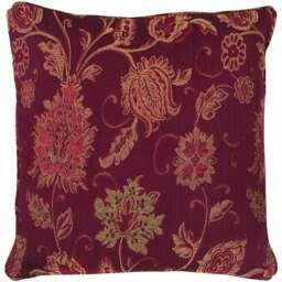 Paoletti Zurich Burgundy Floral Jacquard Cushion - Size: 45 x 45 cm - Red - Wilko - thumbnail 1