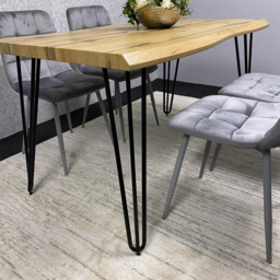Kosy Koala 4 Seater Velvet Wooden Dining Set Grey - Multi - Wilko - thumbnail 4