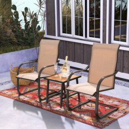 Costway Set of 2 Coffee Garden Dining Chair - Size: 2 Seater - Wilko - thumbnail 4