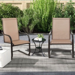 Costway Set of 2 Coffee Garden Dining Chair - Size: 2 Seater - Wilko
