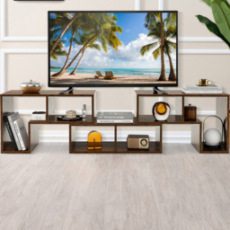 Costway Rustic Brown Convertible TV Stand Set of 3 - Size: 78.7 x 40.6 x 22.86cm - Wilko - thumbnail 1