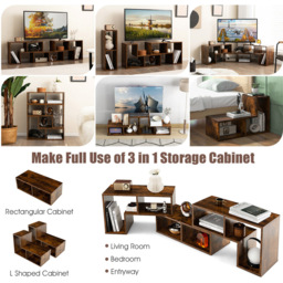 Costway Rustic Brown Convertible TV Stand Set of 3 - Size: 78.7 x 40.6 x 22.86cm - Wilko - thumbnail 6