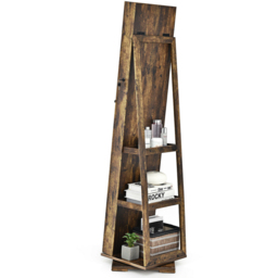 Costway Rustic Brown Rotatable Full Length Mirrored Jewellery Cabinet with 3 Shelf - Size: 167.6 x 45.7 x 22.86cm - Wilko - thumbnail 5