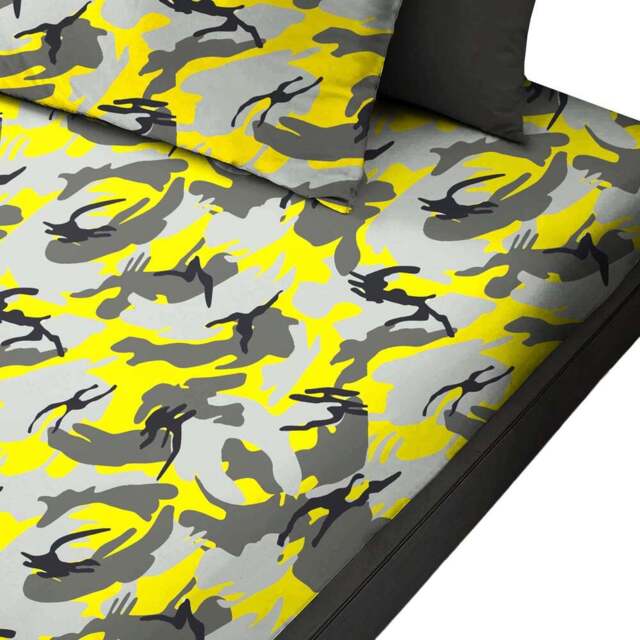 Velosso Small Camouflage Yellow Fitted Sheet - Size: Single - Wilko - image 1