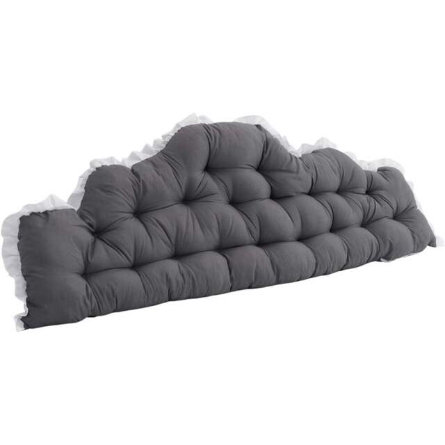 Living and Home Dark Grey Cloud Shaped Ruffle Soft Headboard Pillow 75 x 180cm - Size: 75 x 180 x 10cm - Wilko - image 1