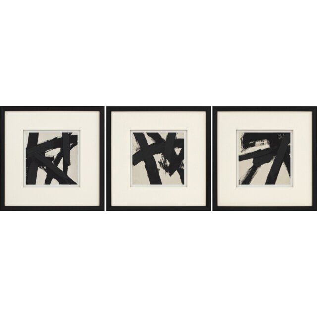 Set of 3 Zen Framed Art Black - Wilko - image 1