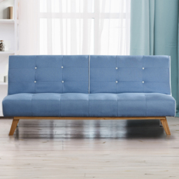 Brooklyn Double Sleeper Grey Blue Sofa Bed with Wooden Leg - Size: 3 Seater - Wilko - thumbnail 1