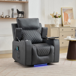 Artemis Home Byron Grey Leather Massage and Heat Electric Riser Recliner Chair - Size: Single - Wilko - thumbnail 5