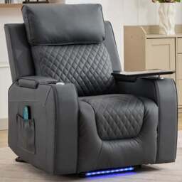 Artemis Home Byron Grey Leather Massage and Heat Electric Riser Recliner Chair - Size: Single - Wilko