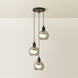 ValueLights Bellamy Smoked Glass Globe 3 Drop Matte Black LED Ceiling Pendant Light - Size: 126 x 20.5 x 20.5cm - Gold - Wilko - thumbnail 6