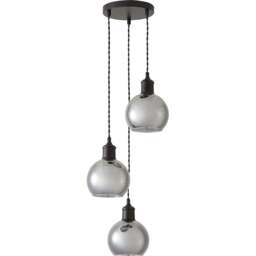 ValueLights Bellamy Smoked Glass Globe 3 Drop Matte Black LED Ceiling Pendant Light - Size: 126 x 20.5 x 20.5cm - Gold - Wilko