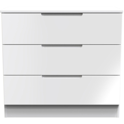 Crowndale Milan 3 Drawer White Gloss Chest of Drawers Ready Assembled - White Gloss & White - Wilko - thumbnail 3