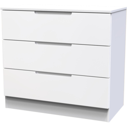 Crowndale Milan 3 Drawer White Gloss Chest of Drawers Ready Assembled - White Gloss & White - Wilko - thumbnail 5