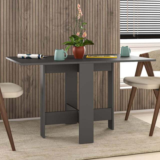 Decortie Artemio Modern Multipurpose Foldable Dining Table Anthracite - Size: 4 Seater - Black - Wilko - image 1