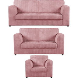 Luxor 6 Seater Pink Jumbo Cord Full Back Sofa Suite - Wilko - thumbnail 3