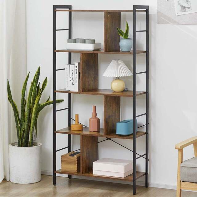 Portland 4 Shelf Rustic Brown Bookcase - Wilko - image 1