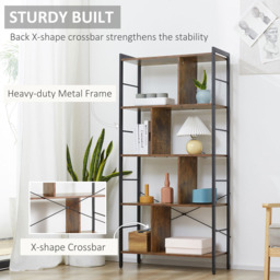 Portland 4 Shelf Rustic Brown Bookcase - Wilko - thumbnail 7