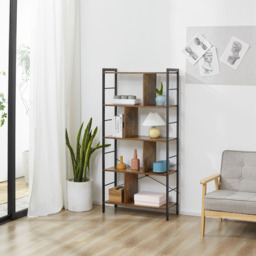 Portland 4 Shelf Rustic Brown Bookcase - Wilko - thumbnail 5