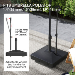 Outsunny Black Fillable Parasol Base with Wheels - Size: 100 x 60 x 60cm - Wilko - thumbnail 7