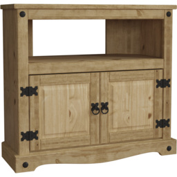 Vida Designs Corona 2 Door Single Shelf Pine Corner TV Unit - Size: 40 x 77 x 70cm - Brown - Wilko - thumbnail 3