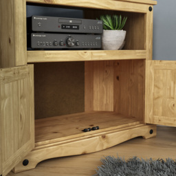 Vida Designs Corona 2 Door Single Shelf Pine Corner TV Unit - Size: 40 x 77 x 70cm - Brown - Wilko - thumbnail 6