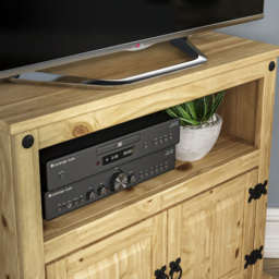Vida Designs Corona 2 Door Single Shelf Pine Corner TV Unit - Size: 40 x 77 x 70cm - Brown - Wilko - thumbnail 5