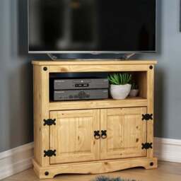 VIDA DESIGNS Corona 2 Door Single Shelf Pine Corner TV Unit - Size: 40 x 77 x 70cm - Brown - Wilko