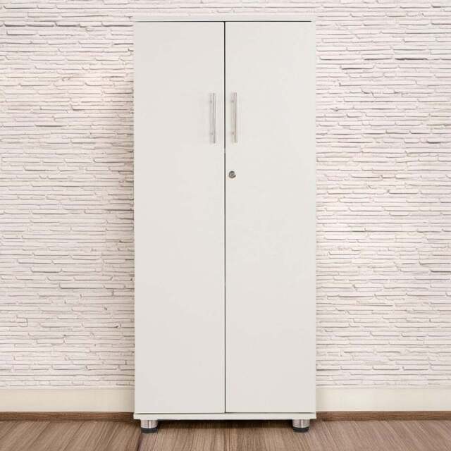MMT Furniture Designs 2 Door White Lockable Tall Filing Cabinet - Size: 125 x 55 x 35cm - Wilko - image 1