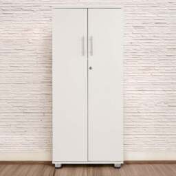 MMT Furniture Designs 2 Door White Lockable Tall Filing Cabinet - Size: 125 x 55 x 35cm - Wilko - thumbnail 1