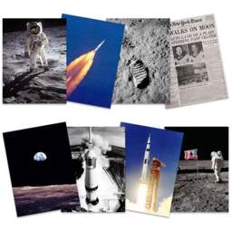 Wee Blue Coo Apollo 11 50th Anniversary Saturn V Rocket Moon Landing Wall Art Print 30 x 41cm 8 Pack - Size: 40.5 x 30.5 x 0.3cm - Multi - Wilko - thumbnail 1