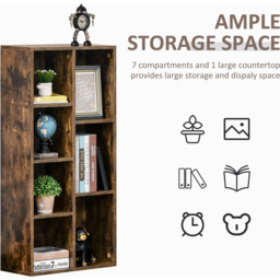 Portland 7 Shelf Brown Industrial Freestanding Bookshelf - Wilko - thumbnail 5