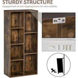 Portland 7 Shelf Brown Industrial Freestanding Bookshelf - Wilko - thumbnail 6