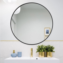 Living and Home Black Frame Nordic Wall Mounted Bathroom Mirror 80cm - Size: 80 x 80cm - Wilko - thumbnail 7