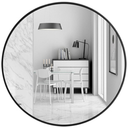 Living and Home Black Frame Nordic Wall Mounted Bathroom Mirror 80cm - Size: 80 x 80cm - Wilko - thumbnail 4