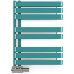 Terma Warp S Matt Teal Heated Towel Rail 1535 BTU 655 x 500mm - Size: 65.5 x 50 x 11.2cm - Blue - Wilko - thumbnail 4