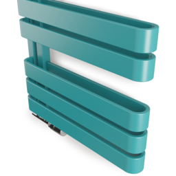 Terma Warp S Matt Teal Heated Towel Rail 1535 BTU 655 x 500mm - Size: 65.5 x 50 x 11.2cm - Blue - Wilko - thumbnail 6