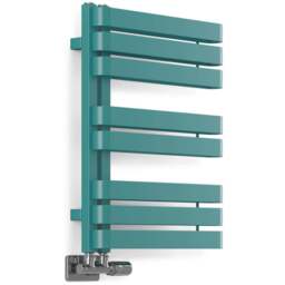 Terma Warp S Matt Teal Heated Towel Rail 1535 BTU 655 x 500mm - Size: 65.5 x 50 x 11.2cm - Blue - Wilko - thumbnail 1