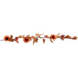 Living and Home LED Garland with Sunflower and Pumpkins 180cm - Size: 10 x 180 x 10cm - Orange - Wilko