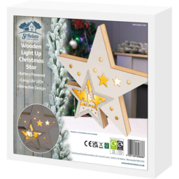 St Helens Light Up Wooden Star Christmas Decoration - Size: 270 x 285 x 32cm - Cream - Wilko - thumbnail 5